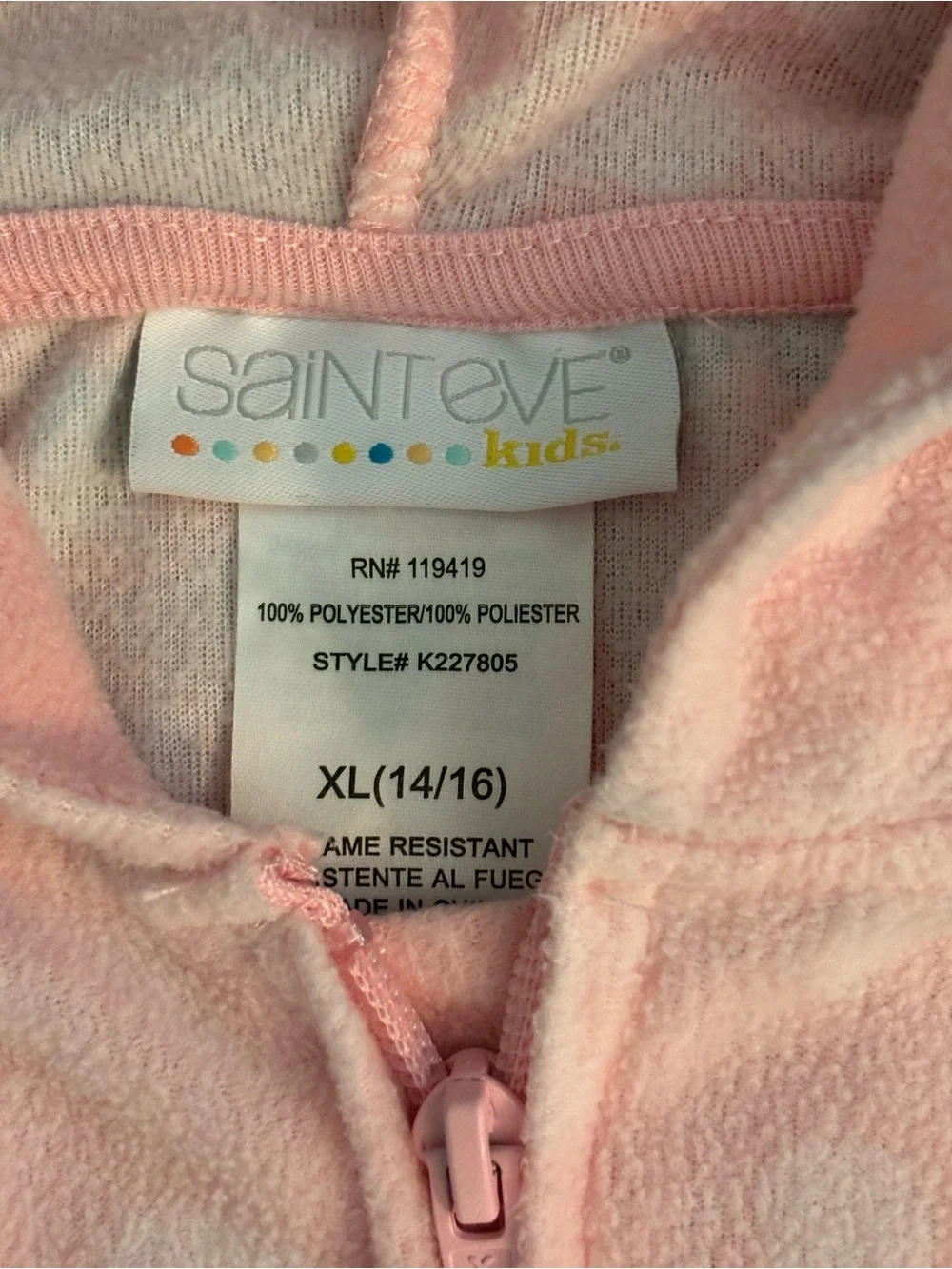 Kids Pink and Light Blue Leopard Print Hooded One-Piece Pajama, size XL